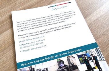 Ukrainischer Info-Flyer der Firma Dax MetallForm