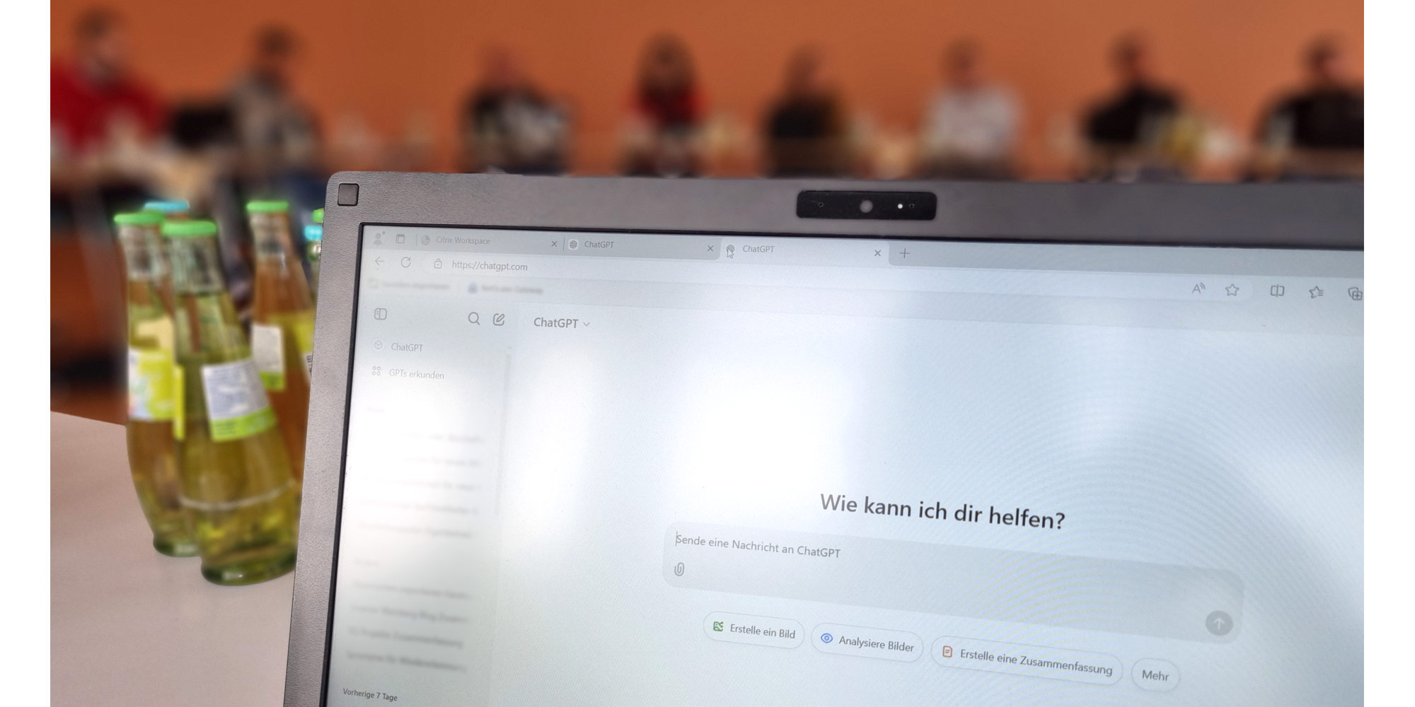 Das KI-Tool ChatGPT auf einem Laptop während dem KI-Workshop in Cochem