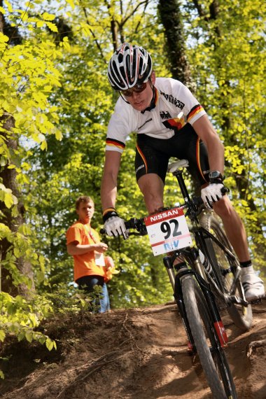 David Simon auf dem Mountainbike David Simon bei einem Mountainbike-Wettbewerb