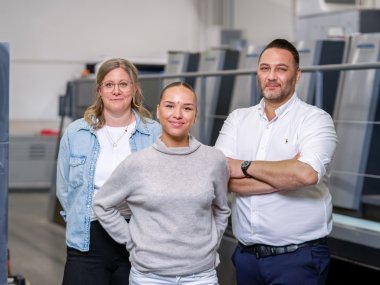 Kathrin Ebertz, Felicitas Reher und Orhan Simsek von Lohmann Druck