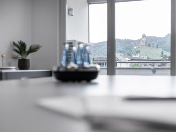 Besprechungsraum S2-Software Blick in den Besprechungsraum von S2-Software und den Ausblick auf die Reichsburg.